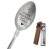 Good Morning Nana Funny Stainless Steel Engraved Spoon, Retro Matte Long Handle Coffee Tea Dessert Ice Cream Spoon for Nana Grandma Birthday Mother's Day Christmas Gifts