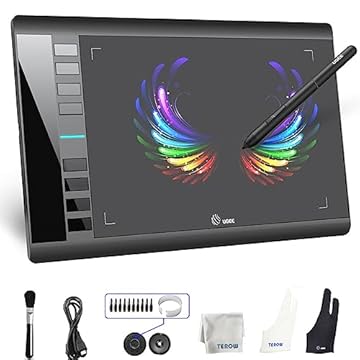 Tablet de desenho gráfico UGEE M708 25,4 x 15,2 cm grande com 8 teclas de atalho caneta de 8192 níveis, tablets gráficos para computador, criação de arte digital, esboço para Windows, Chrome, OS, Mac