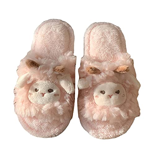 Kawaii Little Sheep Fuzzy Fluffy House Slippers for Women