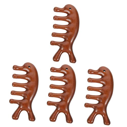 Peignes de massage cuir chevelu en bois de santal naturel et portables x4