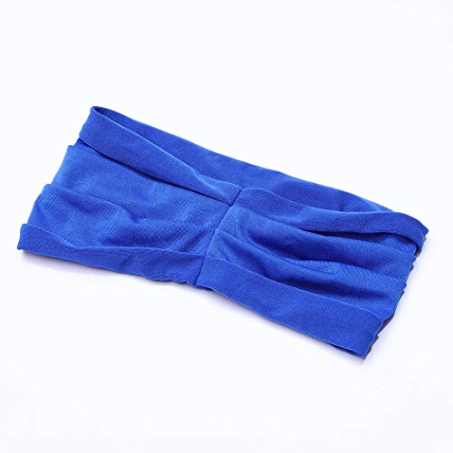 Nicute Boho Turban Headbands Blue Elastic Hair Bands Athletic Wide Head Wraps for Women and Girls(Pack of 3)