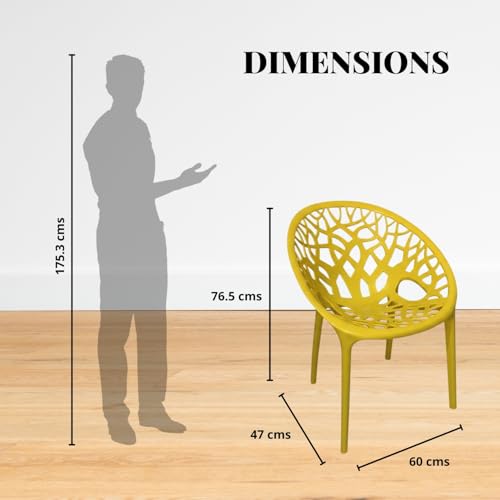 Image of activa Crystal Plastic Arm Chair | Stackable Indoor Outdoor Chair for Home, Balcony, Patio & Garden | Comfortable Designer Armrest Chair | Durable Plastic Seating Furniture (Yellow, Set of 2)