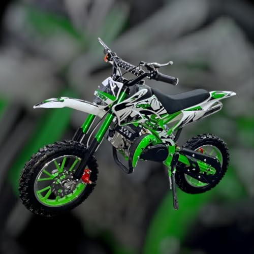 Image of Amaze ZR Super 50cc Petrol Dirt Bike for Kids | 2 Stroke Mini Off Road Bike | Dual Start | Disc Brake | Rear Suspension | Max Speed 45 km /h | Kids Mini Motorcycle (Multicolor Chassis) (Green)