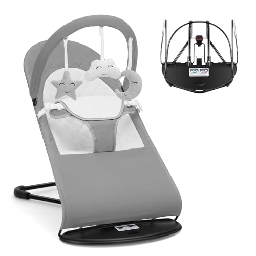Portable Baby Bouncer Seat for Babies 0-18 Months, 100% Cotton Fabrics, Adjustable Multi Position...