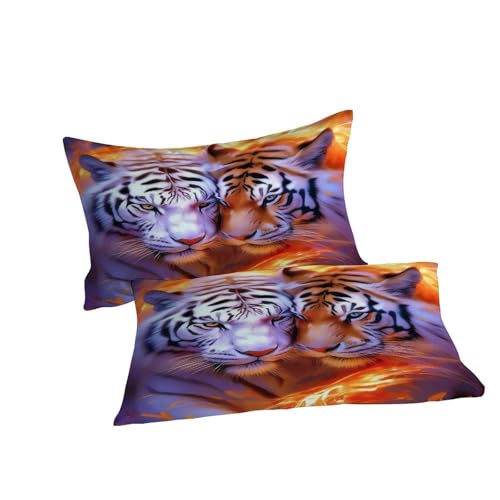 Parure de lit tigre avec fermeture éclair housse microfibre zippée - 7