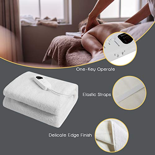 Image of Giantex Massage Table Warmer, Heated Mattress Pad, Electric Heating Pad with 5 Heat Settings, 12 Ft Cord and Overheat Protection, Digital Timer, 71 x 30 Inches Massage Bed Warmer for Spa Table, White