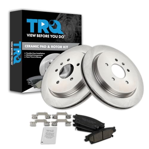 Image of TRQ Rear Brake Pad and Rotor Set Ceramic Compatible with 2006-2007 Cadillac CTS 2005-2009 STS