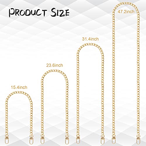 RAPUDA 4 Pieces Different Sizes Iron Replacement Flat Chains Iron, Metal Chain Strap for DIY Purse Handbag Shoulder Crossbody Bag Clutch (15.4 Inch, 23.6 Inch, 31. 4 Inch, 47.2 Inch) Gold by RAPUDA - Image 2