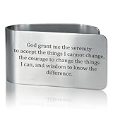 GEYGIE God Grant Me The Serenity to Accept The Things I Cannot Change Engraved Stainless Steel Car Visor Clip, Inspirational Safe Driving Gifts for Family Friend Driver, Drive Safe God Prayer Gifts
