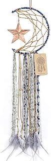 Dremisland Blue Dream Catcher Handmade Half Circle Moon Design Dream Catcher Feather Hanging
