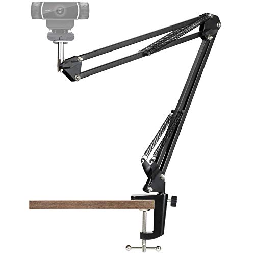 Webcam Stand,14 Inch Flexible Suspension Scissor Durable Long Arm with Aluminum Desk Clamp Mount for Logitech Webcam C615,C920, C922, C925e,C930,C930e (Middle)