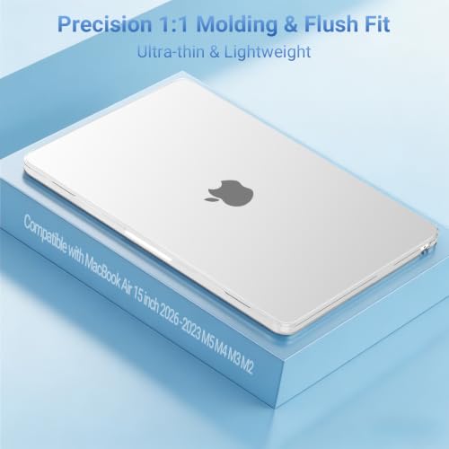 Image of MOSISO Compatible with MacBook Air 15 inch Case M4 M3 M2 2025 2024 2023 Release A3241 A3114 A2941 with Touch ID, Plastic Hard Shell Case&Keyboard Cover&Screen Protector&Storage Bag, Translucent