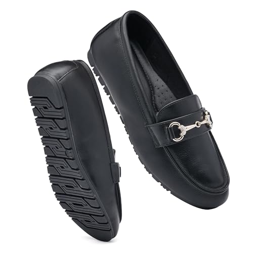 Image of BGSTGUDS Women's Wide Loafers Shoes Cute Dressy Shoes Ladies Comfort Slip Ons Work Shoes