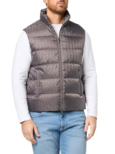 Armani Exchange Men's Jacquard Down Puffer Vest, Dark Gull Gray, X-Small