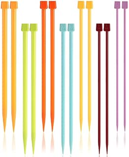 14 Pieces Plastic Knitting Needles Set, Colorful Beginner Straight Knitting Single Pointed Needles, Kids Knitting Needles Set Beginners Knitting for Beginners Set, DIY Craft Knitting Tool, 4mm-10mm