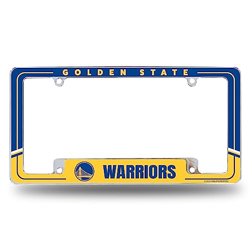 Rico Industries NBA Basketball Golden State Warriors Two-Tone 12" x 6" Chrome All Over Automotive License Plate Frame for Car/Truck/SUV