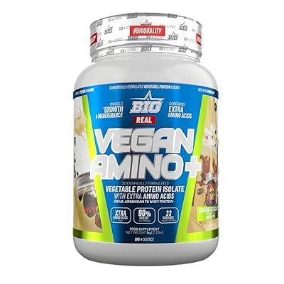 BIG – Proteina Vegetal 100% – Proteina en Polvo con Aminoácidos para Masa Muscular y Recuperación – Materia Prima Premium – Deliciosos Sabores Sin Lactosa (1Kg, Banana & Choco con Protein Pops)
