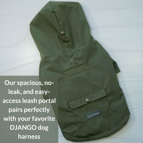 Django Highland Dog Jacket And Raincoat - Water-Repellent, Windproof, And Harness-Friendly Hooded Winter Dog Coat And Raincoat With Adjustable Drawstrings And Gunmetal Hardware (Small, Olive Green) #TOP5