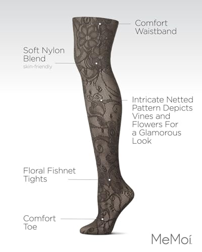 Image of MeMoi Women's Botanic Scene Net Tights