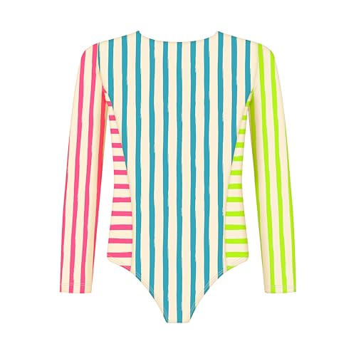 Image of Girls Long Sleeve Swimsuit - UPF 50+ Chlorine Resistant Ruffle Bolero Girls' Swimwear | Size 6-12