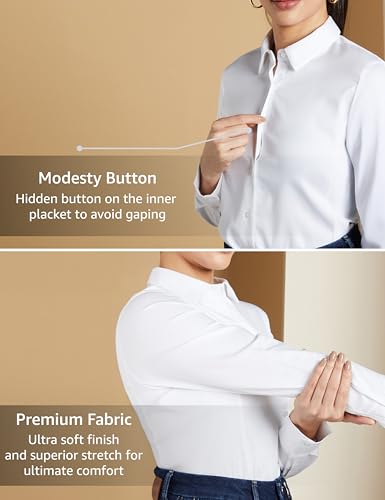 Image of Symbol Premium Women's Cotton Stretch Formal Shirt | Full Sleeve Button-Down | Regular Fit | Office-Wear | Desk-to-Dinner (Available in Plus Sizes)