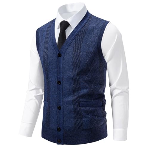 Men's Sherpa Lined Cardigan Vest Sleeveless Button Up Knit Waistcoat Warm V Neck Layer for Cold Days Casual Business4