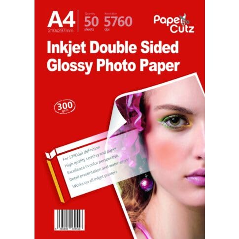 Papercutz Inkjet Printer Photo Paper, Double Side Gloss, Versatile Printer Papers, Printing Paper, Universal Inkjet Printer Friendly, Photo Printer Papers (A4-300 GSM, 50 Sheets)