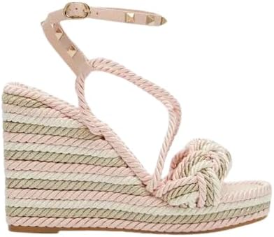Valentino Garavani Rockstud Multicolored Rope Wedge Espadrilles Sandals 40
