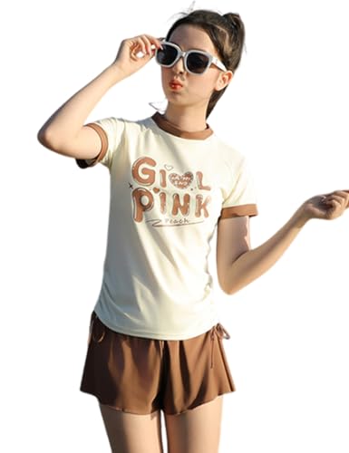 KORADI Girls Swimsuits Rash Guard Swim Sets Kids 2 Piece Bathing Suits Teen Swimwear Beach Shorts Swim Shirts Sun Protection