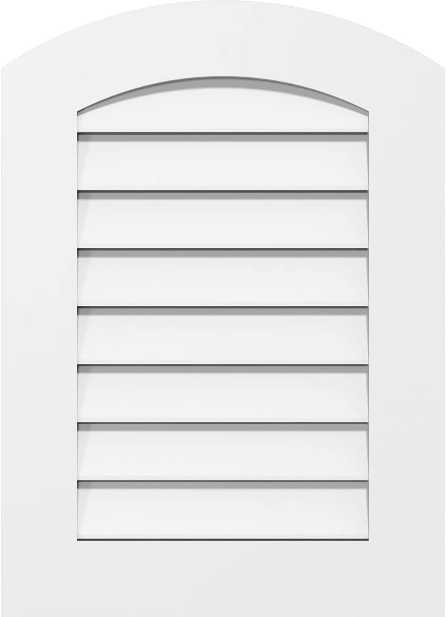 16"W x 16"H Arch Top Surface Mount PVC Gable Vent: Non-Functional, w/ 3-1/2"W x 1"P Standard Frame