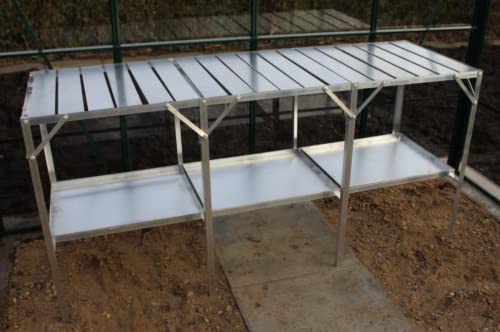 Greenhouse Aluminium Staging | Samson (7ft 6inch Long 18inch Wide 2 Tiers All Trays)