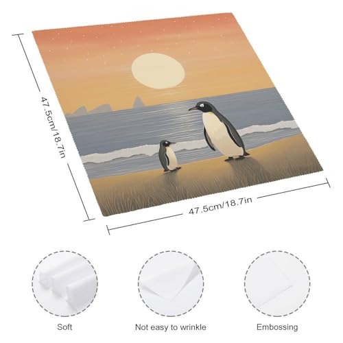 Servilletas de tela lavables diseño de pingüinos para mesa de cocina 4