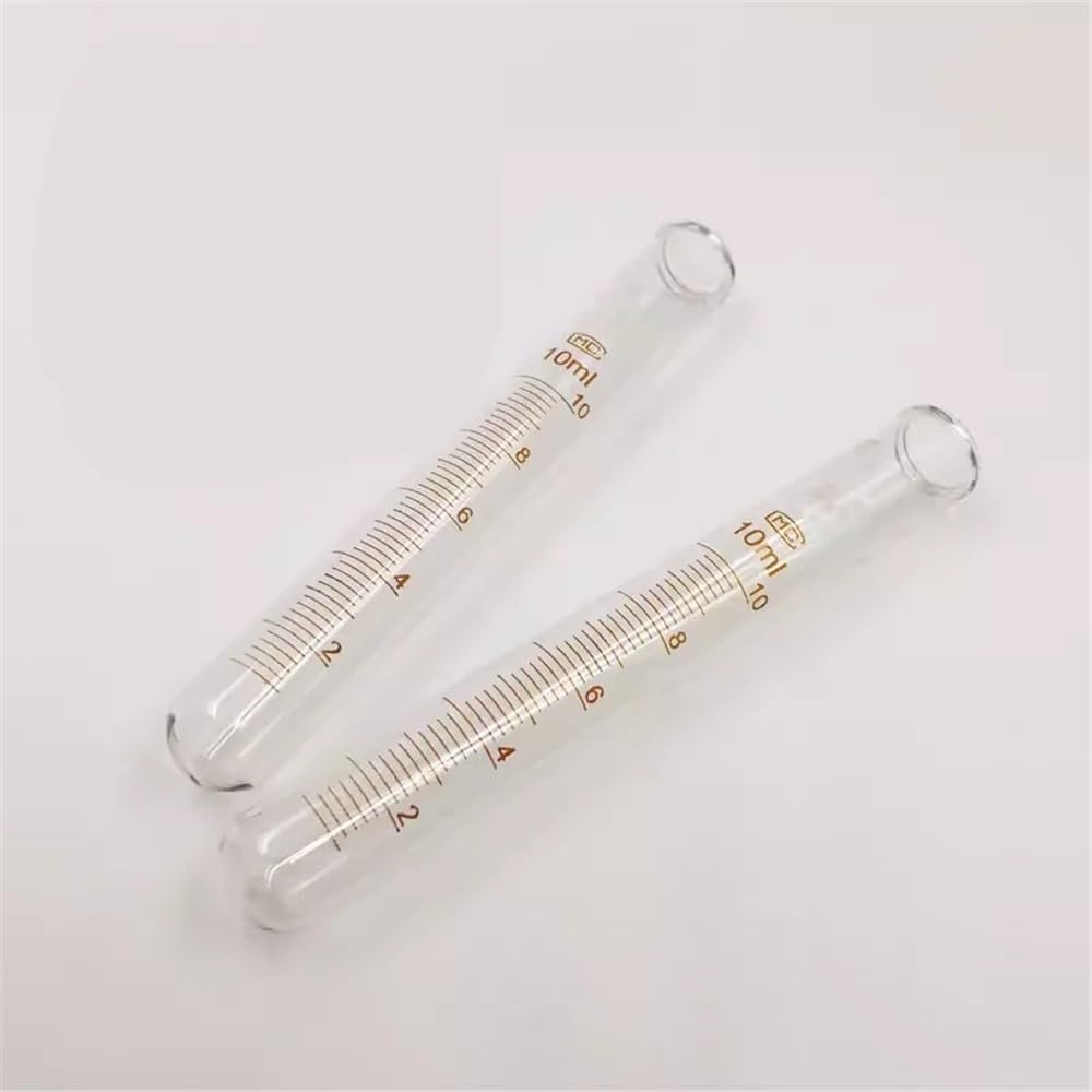Tubo de ensayo de vidrio graduado de boca plana y fondo redondo, resistente a altas temperaturas, 5 ml, 10 ml, 15 ml, 20 ml, 25 ml, 30 ml, 50 ml y 100 ml, 10 unidades(100ml 10PCS)