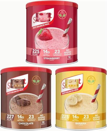 Meal Shake Bundle With Slim Strawberry, Chocolate & Banana 365g Fast Meal Replacement Shakes for Weight Loss (3 Pack)