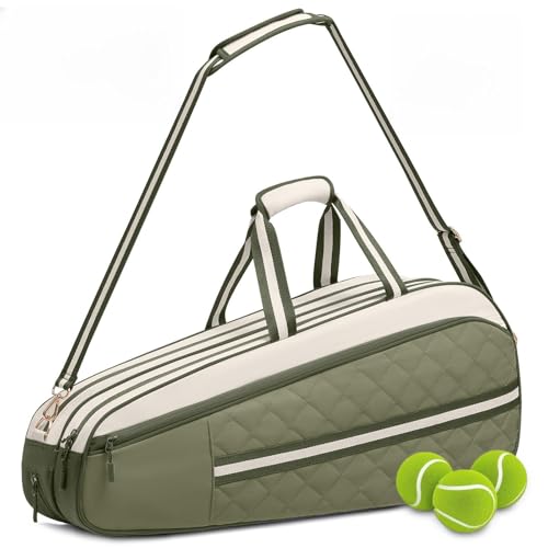 Sucipi Quilted Tennis Bag for Women & Men, Holds 3‑6 Tennis Rackets