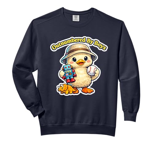Cute Outnumbered By Boys Goose Mom Duck For Women Mama Comfort Colors Adult Sweatshirt