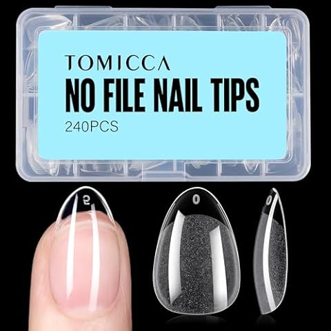 TOMICCA Almond Nail Tips 240Pcs Cover