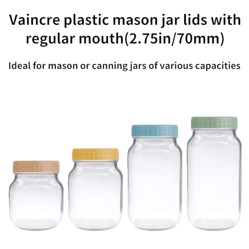 Vaincre JS-JS146A 8Pcs Mason Jar Lids - Colored Plastic Mason Jar Lids Regular Mouth thumb #1