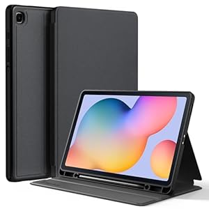 EasyAcc Case for Samsung Galaxy Tab S6 Lite 2024/2022/2020 10.4 inch, Book Cover with Pencil Holder, Folio Protective Case for Galaxy Tab S6 Lite (SM-P620/P625/P610/P613/P61... Black