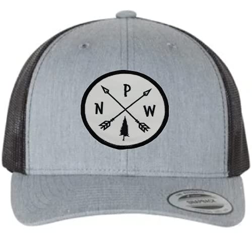 Pacific Northwest PNW Arrows Trucker Hat with Offical PNW Arrows Woven Patch (Heather Grey Black)