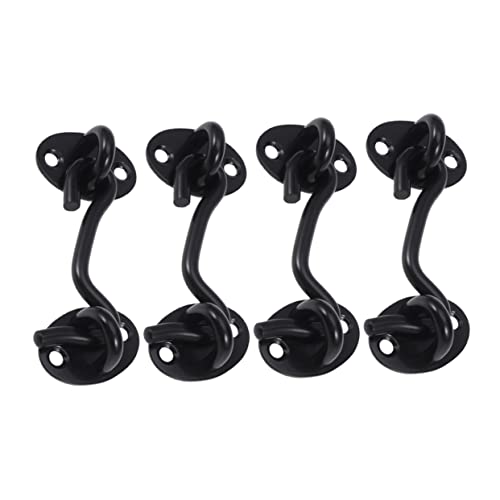 SHINEOFI 4piezas Gancho Para Ventana Contra Tormentas Ganchos De Acero Inoxidable Resistentes y Duraderos Para Ventanas Negros Para Fijar Cortinas Tormentas