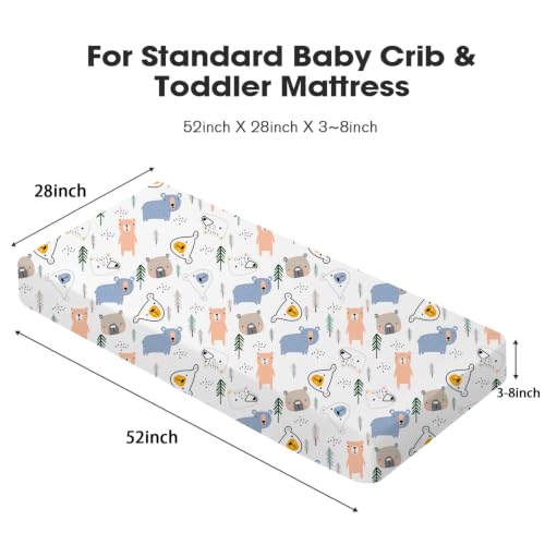 Image of Little Grape Land Crib Sheets 4 Pack for Boys and Girls, Baby Neutral Crib Fitted Sheets for Standard Crib & Toddler Mattress, Super Soft Breathable Fitted Crib Sheet Set