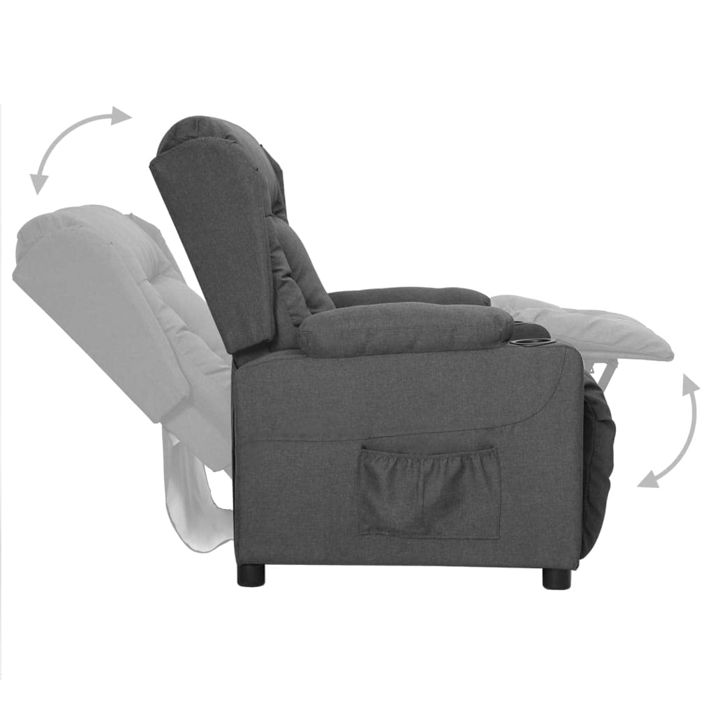 vidaXL Sillón reclinable de Tela Gris Oscuro