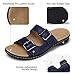 SHIBEVER Women Dressy Flat Sandals: Arch Support - Navy Blue Open Toe Summer Slides - Comfortable Walking Sandal Slip on Size 10