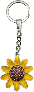 Keyring Kaddy Enamel Sunflower Keyring with Rhinestones. Best Sunflower Keyring Beautiful Gift for Women. Valentine's Present.