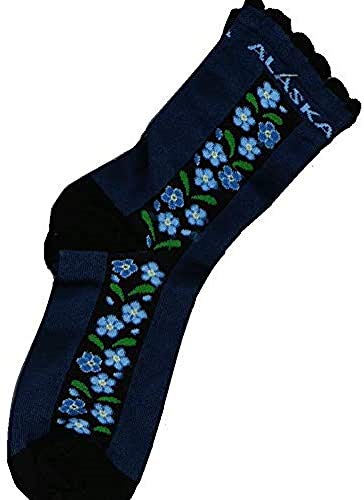Alaska Striped Forget-Me-Nots Flowers Ladies Sock Size 8-11