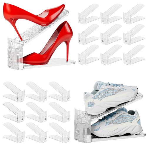 Neprock Shoe Slots Organizer for Closet, 20 Pack Acrylic Shoe