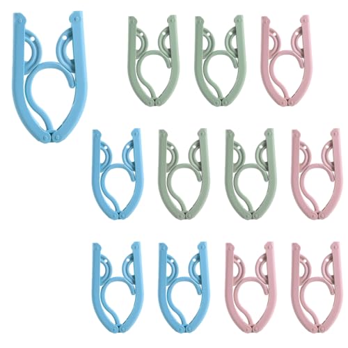 GAOHAN 12 PCS Travel Hangers Folding Clothes Hangers Portable Plastic Clothes CoatsHangers Non-SlipTravel Hanger Portable Folding Foldable Space Saving Coat Hanger for Home,Hotel,Travel,Camping