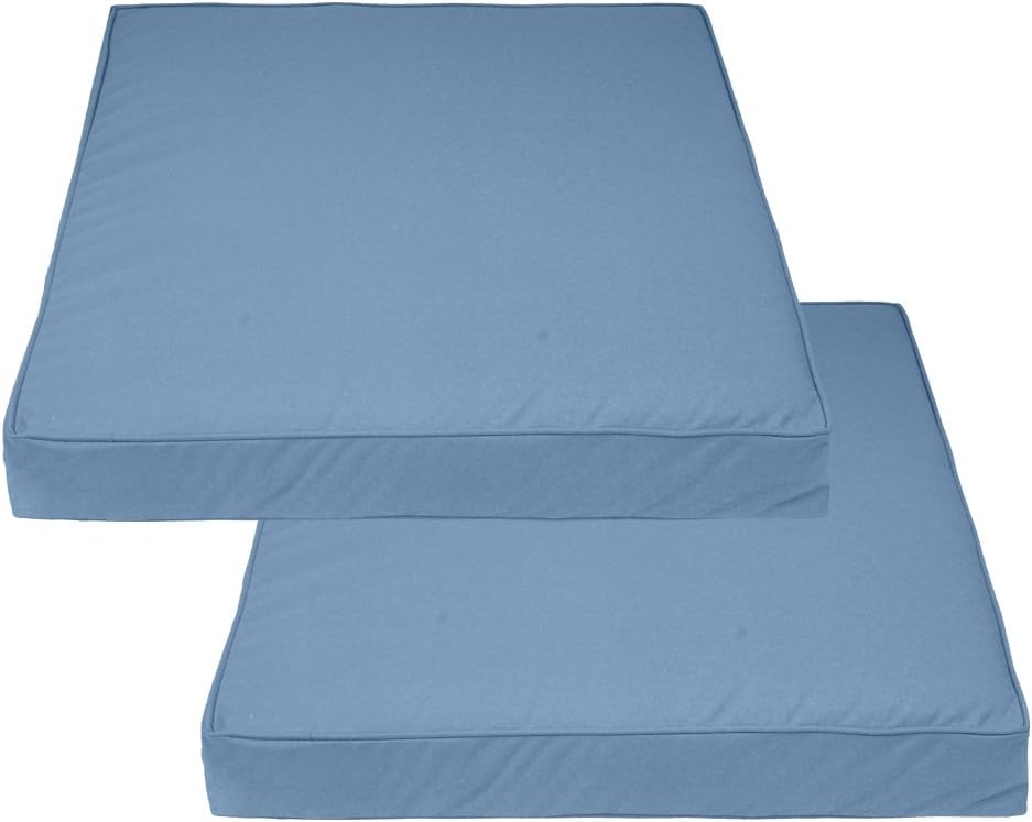 Covers & All Square Outdoor Cushion Covers for Patio Furniture Sets, Water, Tear & UV Resistant Polyester Cushion Slipcover with Zippers (Pack of 2) (16" L x 16" W x 4" Thick, Sky Blue)