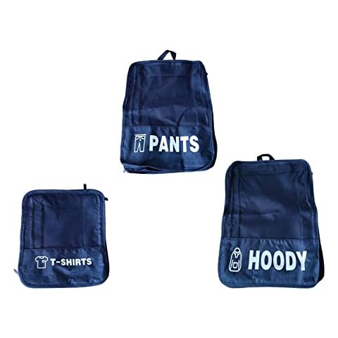 Folpus Set of 3 Compression Packing Cubes Expandable Cloth Organizer for Backpacking Camping Hiking Space Saving Durable Smooth Zippers, Dark Blue Cover